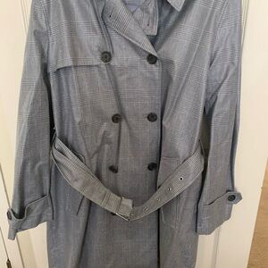 Gray Plaid Women's Trench Coat